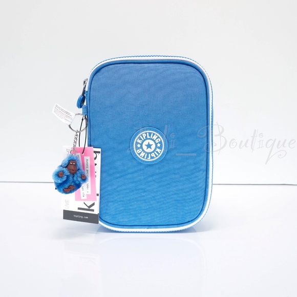 Kipling 100 Pens Case Pencil Accessory Box Polyamide AC3657 Bouncy Blue NWT $54 - Picture 1 of 10
